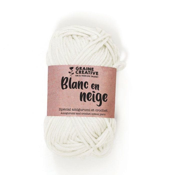 Fil Amigurumi - Graine créative - Blanc en neige - Coton et acrylique - 1 pièce - À partir de 14 ans