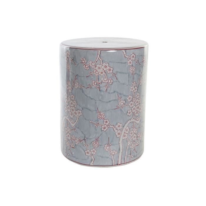 table d'appoint porcelaine bleu orange fleurs (33.5 x 33.5 x 43 cm)