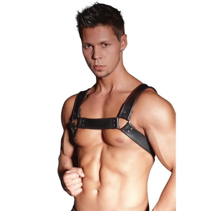 Harnais de poitrine - ZADO - Cuir - Réglable - Noir - Pour adulte