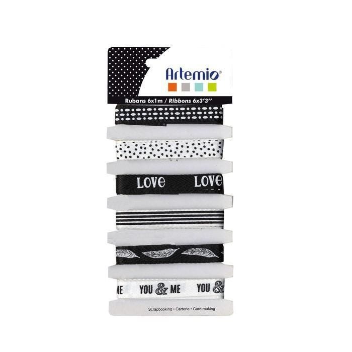 6 rubans Amour noir & blanc