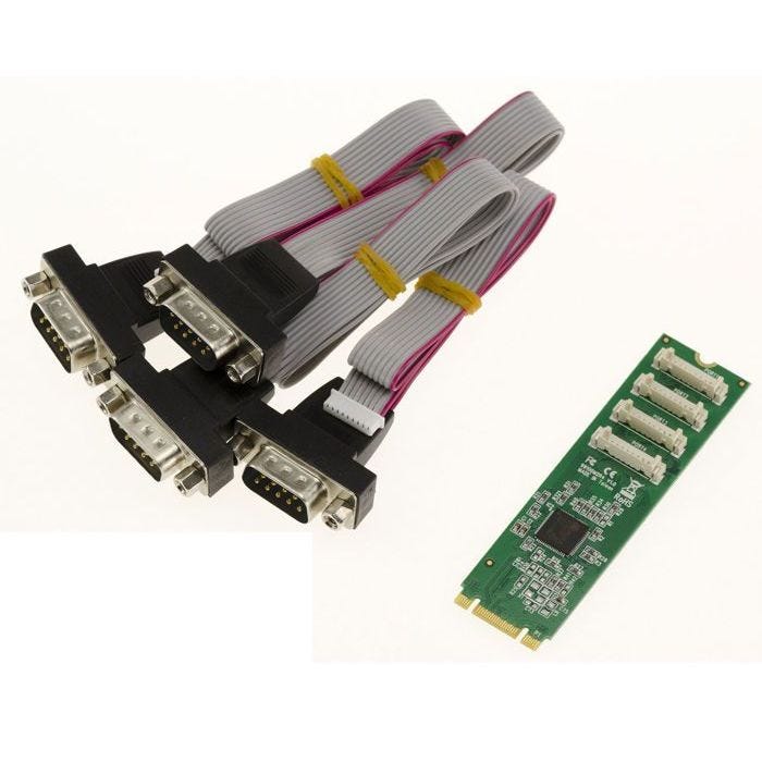 Carte contrôleur M.2 (M2 NGFF) type PCIe M ou B+M Key 4 ports COM RS232 DB9 UART avec Chipset ASIX AX99100