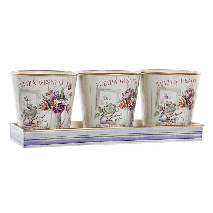 Set de pots - DKD Home Decor - Shabby Chic - PVC Aluminium - Rose Doré - 38x13x14 cm (x3)