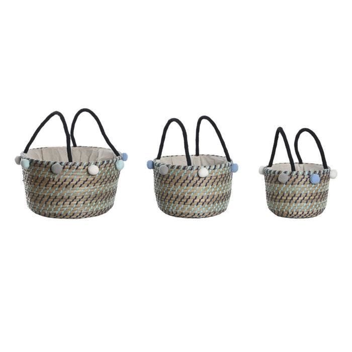 De panier style méditerranée polyester, seagrass multicolore - Couleur:MULTICOLORE