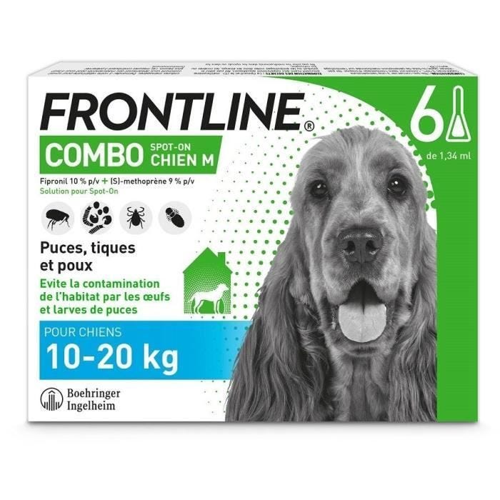 FRONTLINE 6 Pipettes Combo Chien M - 10 à 20 kg - Puces tiques et poux