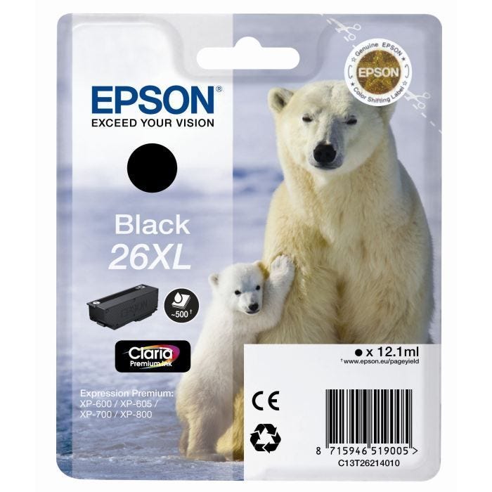Epson T2621 Ours Polaire XL Cartouche d'encre Noir x1
