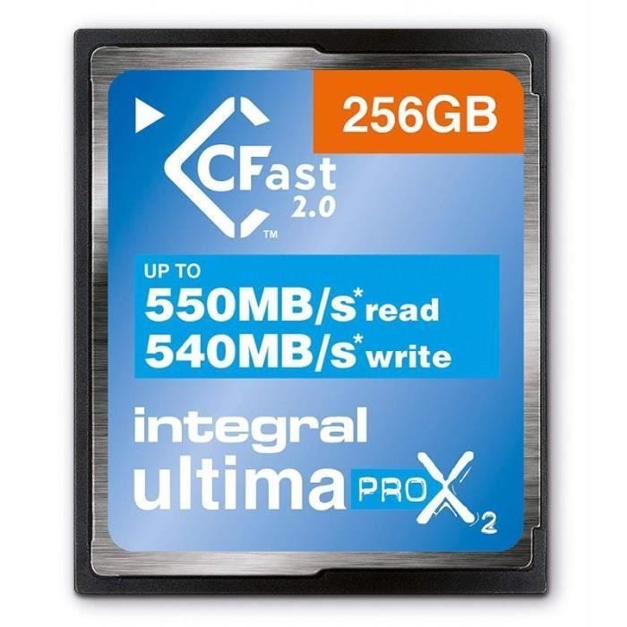 Integral Carte Mémoire 256 Go CFast 2.0 UltimaPro Ultra Haute Vitesse 550 MB/s en Ecriture 540 MB/s - INCFA256G-550/540