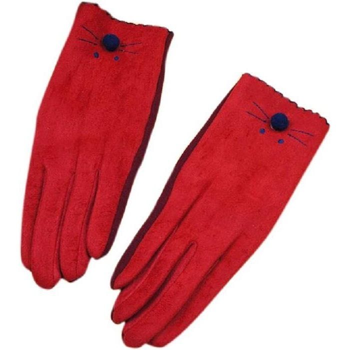 Gants tactiles - NOVAGO - Chat Rouge - Taille M - 80% nylon - 20% spandex