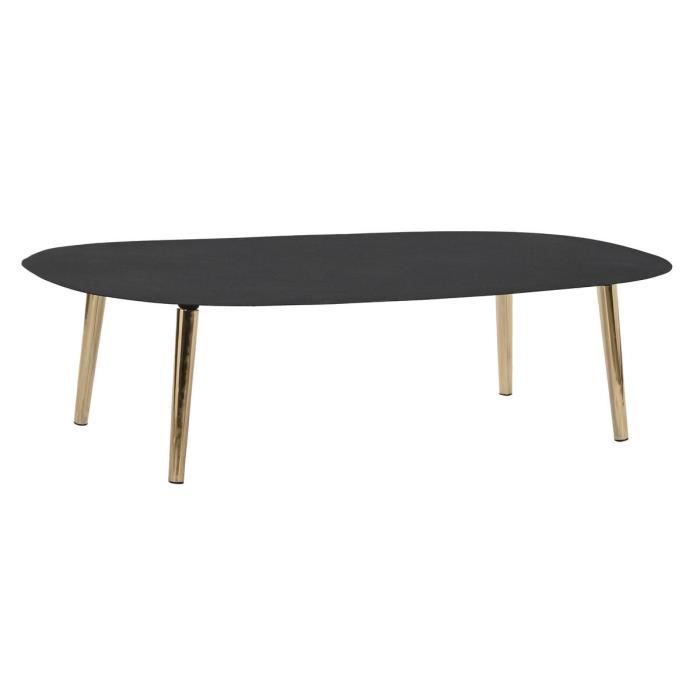 table basse moderne noir doré fer 122 cm