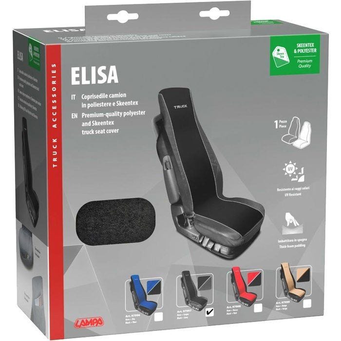 Couvre siège - NO NAME - Elisa - Noir/Gris - Compatible airbag - Voiture