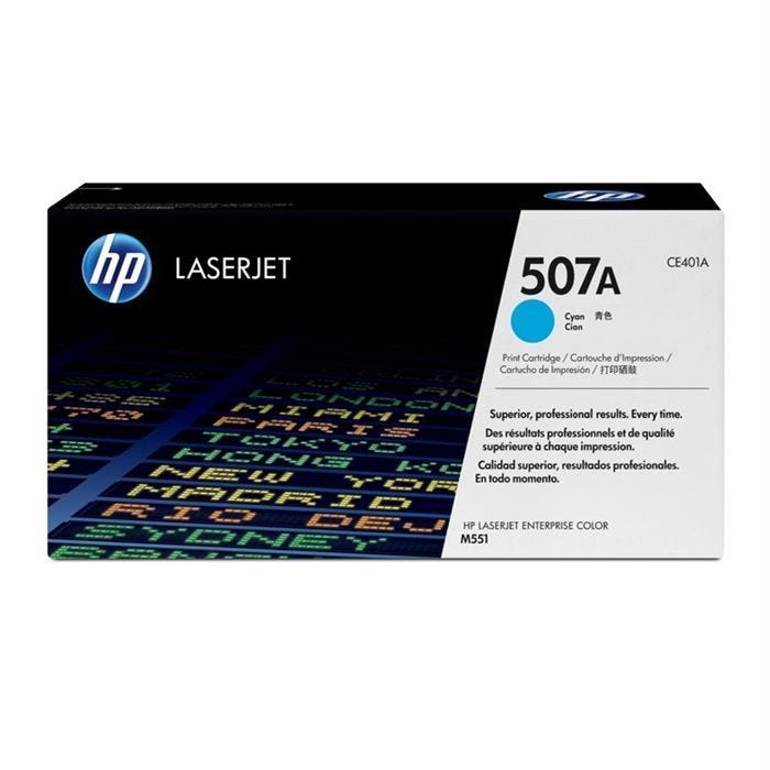 Cartouche de toner HP 507A (CE401A) cyan pour imprimantes HP LaserJet 500 - Capacité 6 000 pages