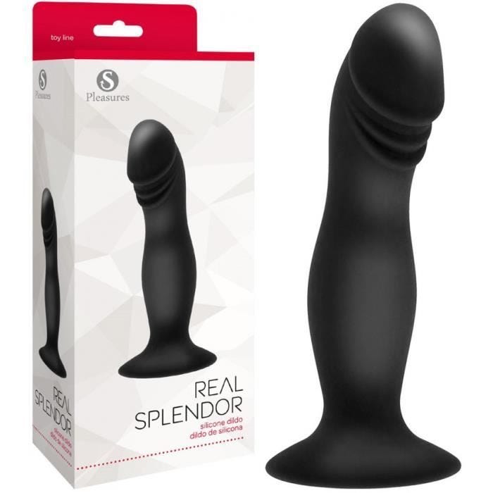 Gode Ventouse en Silicone Real Splendor Noir - mixte / adulte