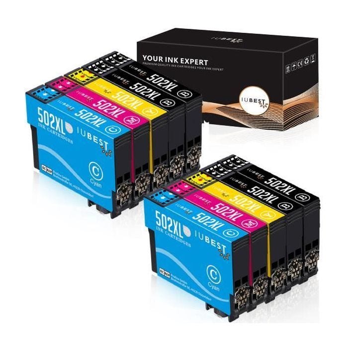 Cartouche encre Epson 502 xl Compatible pour imprimante Workforce WF-2860 - Pack de 10