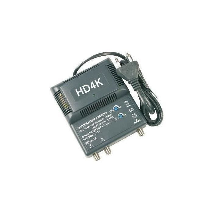 AMPLIFICATEUR TNT BLINDE 2 SORTIES Ampli d'intérieur antenne tv 220V Gain 10 à 25dB