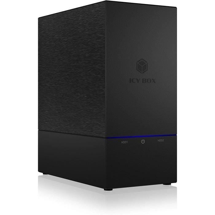 ICY BOX Boîtier USB Raid pour 2 disques durs 2,5 Pouces et 3,5 USB 3.1 Gen2 (10 GB/s), USB-C, Raid 1, 0, JBOD,