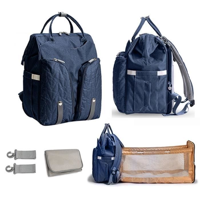 Sac à Dos à Langer pour Bébé , Grande Capacité Sac à Couches Multifonction Imperméable Sac avec lit pliable