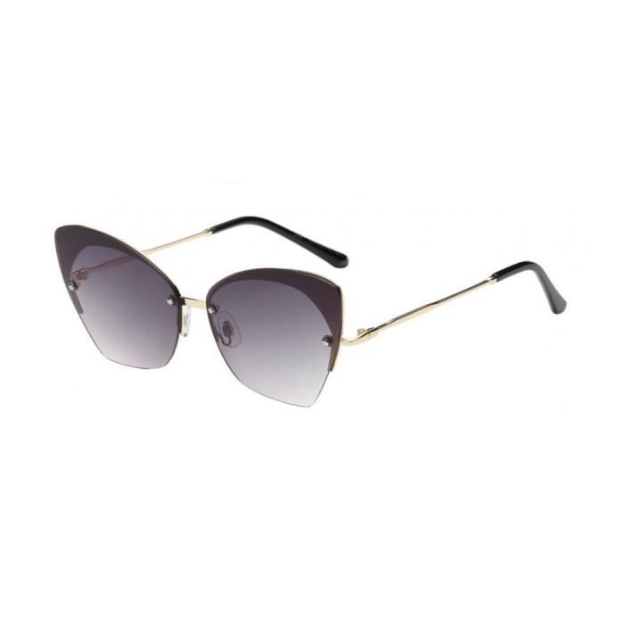 lunette de soleil femme papillon épuré verre fumé noir branche metal pin up rockabilly