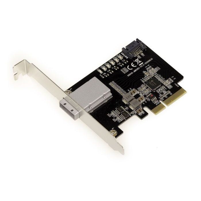 Carte contrôleur PCIe 2.0 4x 4 ports SAS externes SFF8088 + 1 port SATA interne avec Chipset JMB585