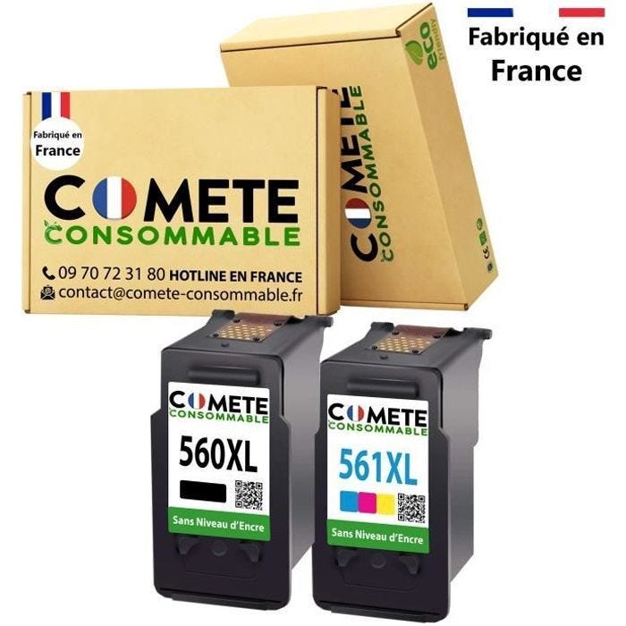 Cartouches d'encre compatibles - COMETE CONSOMMABLE - 560XL 561XL - 2 pièces - Noir et Couleur - Jet d'encre