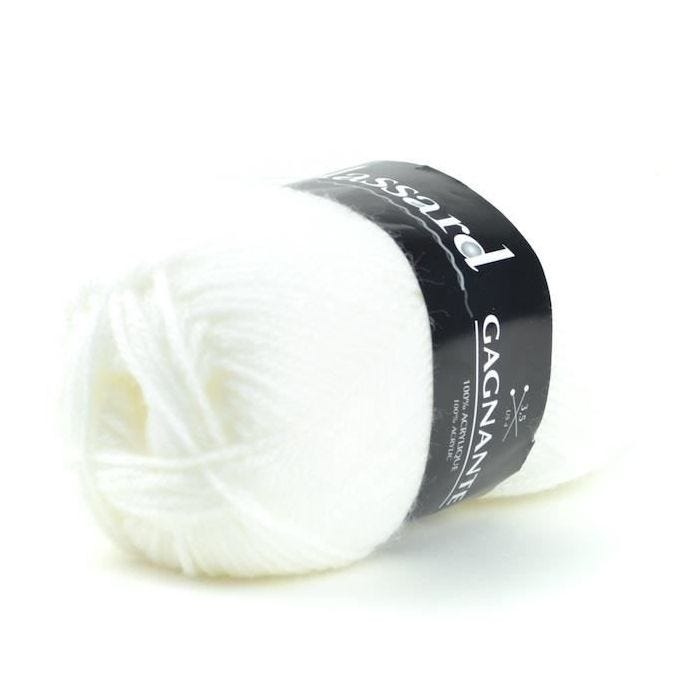 Laine - Plassard - Gagnante 010 Blanc - Acrylique - N° aiguille 3 - 1 pelote