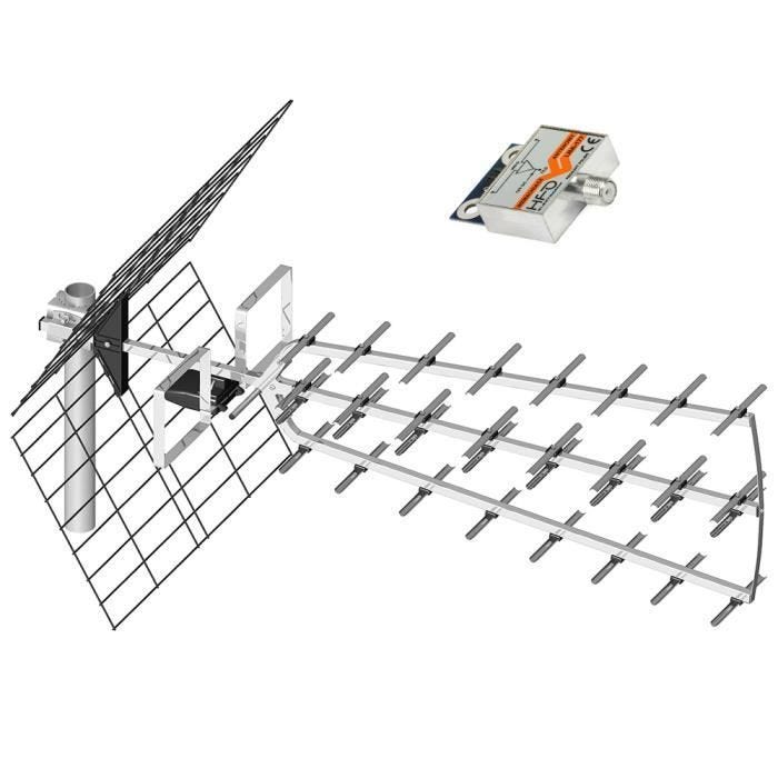 Antenne TV extérieure PNI 44dB DVB-T2 extérieur à trois chiffres ECO avec amplification