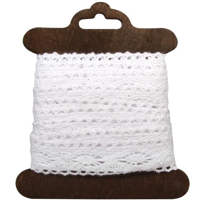 Ruban dentelle en coton - Blanc - 2,3 cm x 2,5 m - Rayher