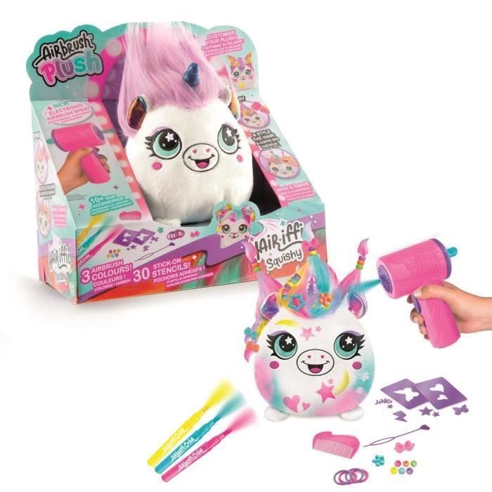 Canal Toys - Airbrush Plush - Peluche Squishy Hair’iffic à coiffer et décorer avec spray électronique, feutres, -AIR 040- aléatoire