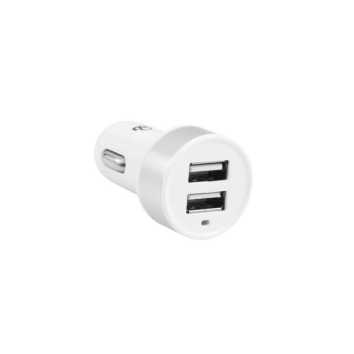 Allume-cigare avec 2 ports USB - Dynabass - Modèle USBCAR - Blanc - Allume-cigare