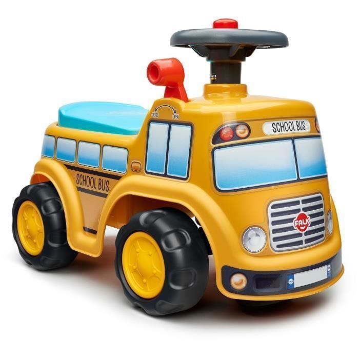 Porteur - FALK - School Bus - Assise ouvrante - Volant directionnel - Dès 12 mois - 100% Fabriqué en France