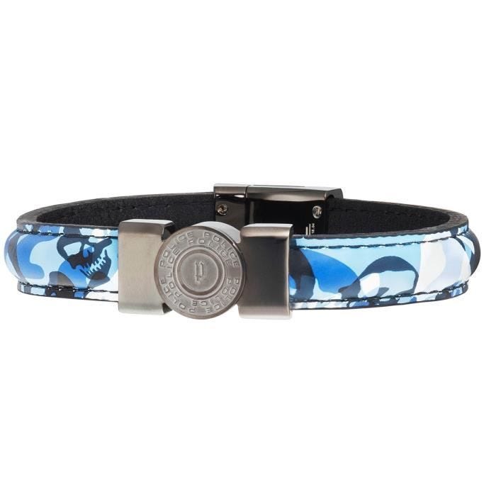 Bracelet - POLICE JEWELS - Mod. SHOOTER - Acier - 20 cm - Bleu avec fermeture magnétique