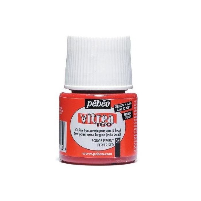Peinture pour le verre - Pébéo - Vitrea 160 - Rouge Piment - 45 ml - Brillant