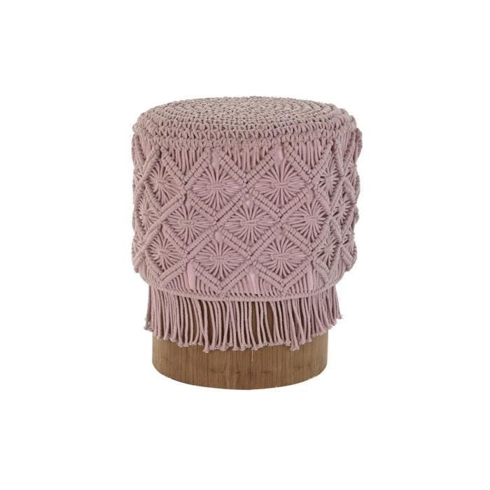 meuble d'appoint bois marron coton rose clair (43 x 43 x 51 cm) (40 x 40 x 50 cm)