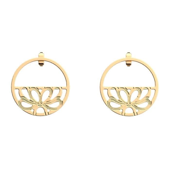 Boucles d'oreilles - LES GEORGETTES - Flora - 30 mm - Dorées - Personnalisables en cuir