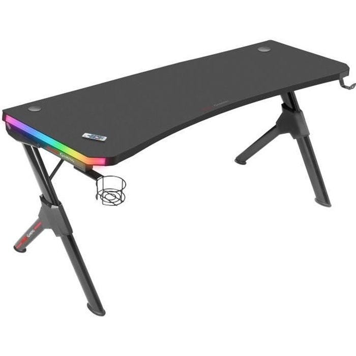 Bureau Gamer Noir 140 cm ARGB - MARS GAMING - MGD140RGB - Eclairage numérique 3D - Tapis nanotextile