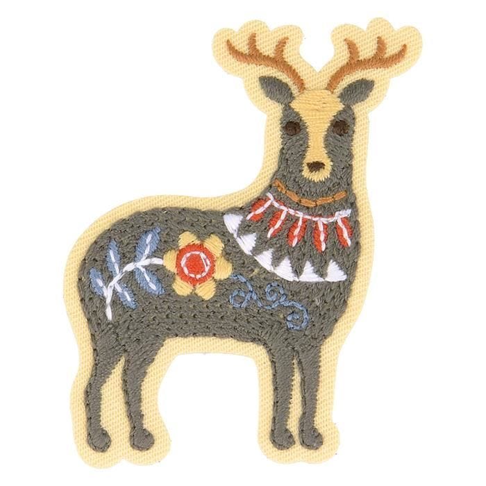Ecusson thermocollant jardin nordique cerf 6,5cm x 4,5cm