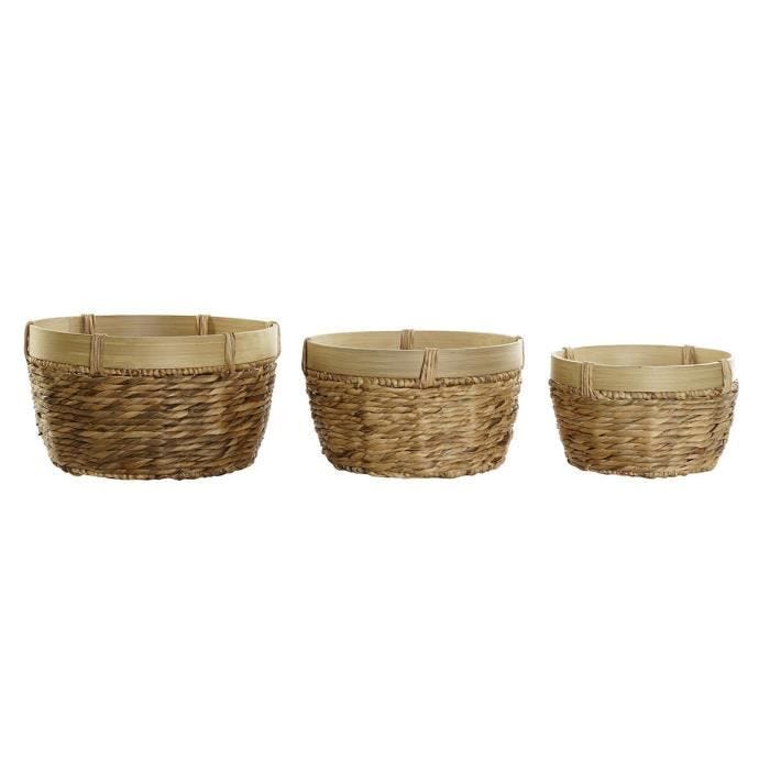 lot de paniers bambou tropical joncs (40 x 40 x 23 cm) (3 pièces)