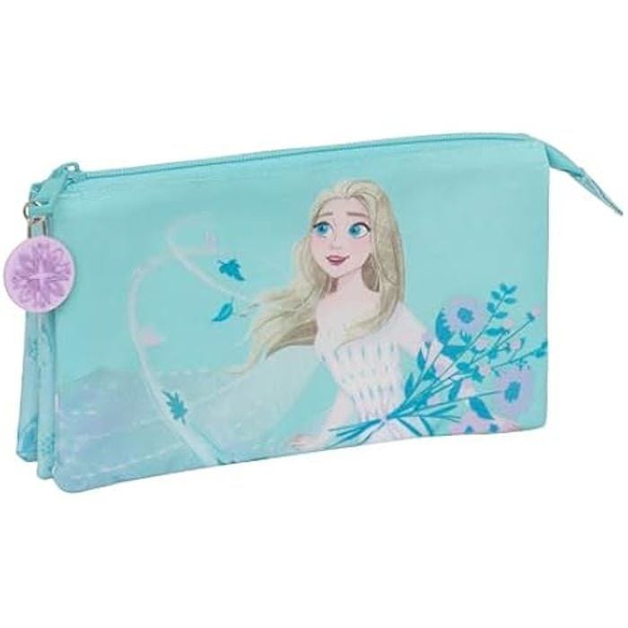 La Reine des Neiges II Hello Spring Trousse Triple pour Enfant, idéale pour Les Enfants d'âge Scolaire, Confortable et Polyvalente,