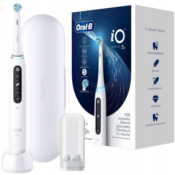 Brosse à dents électrique - Oral-B - iO Series 5 - Blanc - Accessoires inclus - Pour adulte