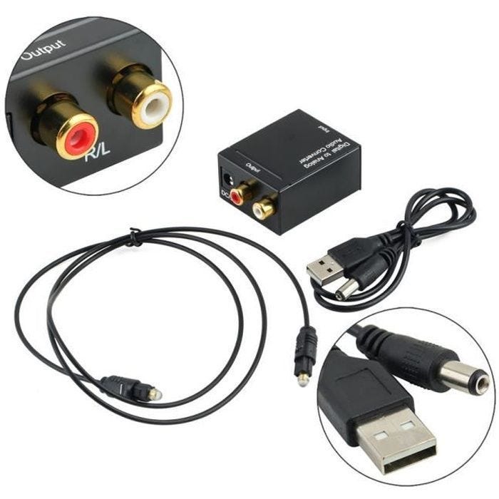 Digital Signal Toslink optique coaxiale à Adaptateur Convertisseur Audio analogique RCA