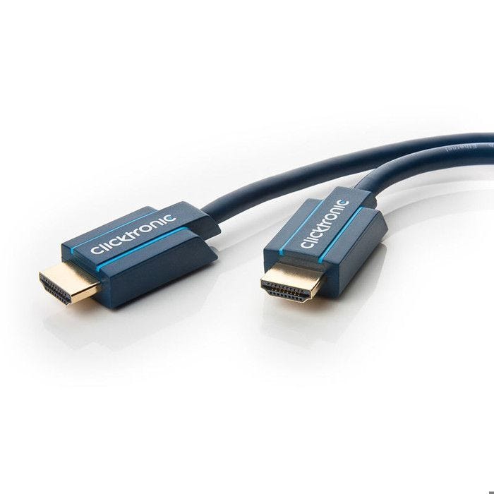 Cordon HDMI High Speed - Clicktronic - 10070306 - 7,5 m - Avec Ethernet - Couleur Bleu