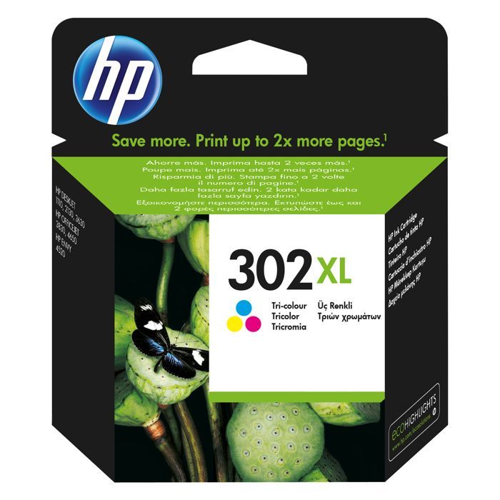 Cartouche d'encre HP 302XL - Couleur (cyan, magenta, jaune) - Jet d'encre