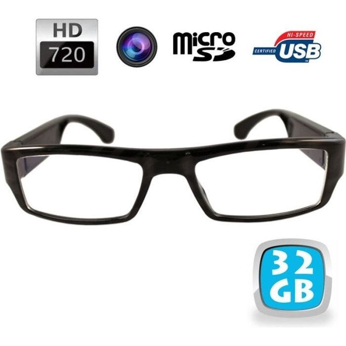 Lunettes de Vue Camera Espion Photo Vidéo 720P Micro SD 32Go USB - YONIS - Noir - CMOS 5 MP