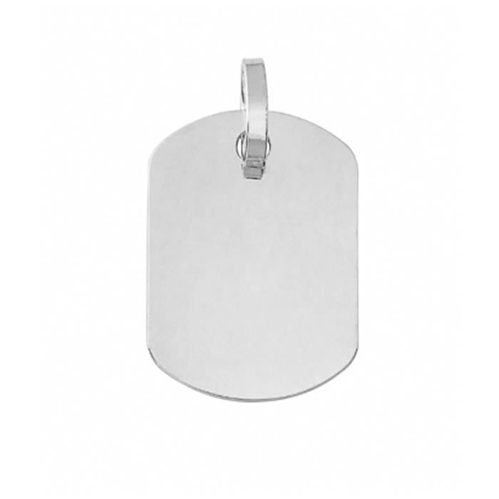 Tous les pendentifs et médailles homme - BRILLAXIS - Pendentif plaque GI bords arrondis or blanc 9 carats - Couleur de la matière:B