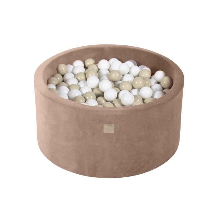 MeowBaby® Piscine À Balles Velours 90x40cm/300 Balles Rond, Beige: Blanc/Beige