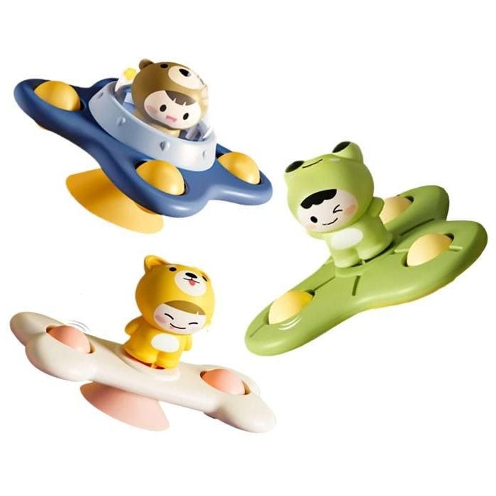 3pcs Jouet de Bain Bebe 1 an, Jouets Ventouses Rotatives Jouets fidget Spinner Pop Sensoriel Anti-Stress pour enfant de 1-3 ans