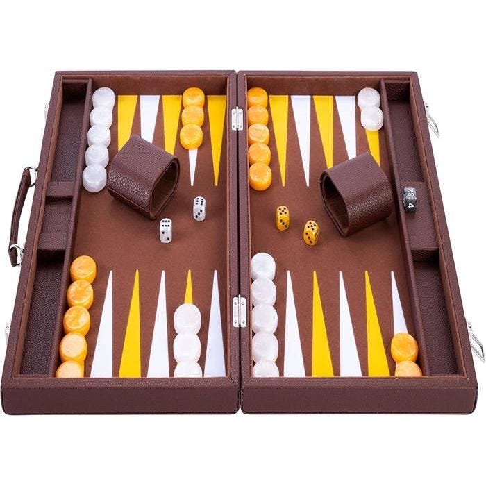 Backgammon de luxe Engelhart - 250525 - matériaux de haute qualité - dés et jetons nacrés