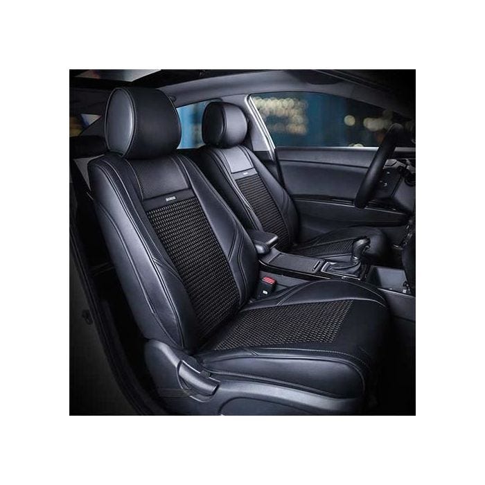 Housse de siège de voiture - Luxe R1 - Noir - 3 parties - Matériaux de haute qualité - Universelle