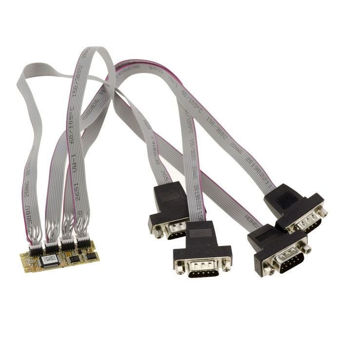 Carte M.2. 4 ports série RS232 COM DB9 pour port M2 de type PCIe, clé M ou B+M. Grade industriel Chipset SUN2410