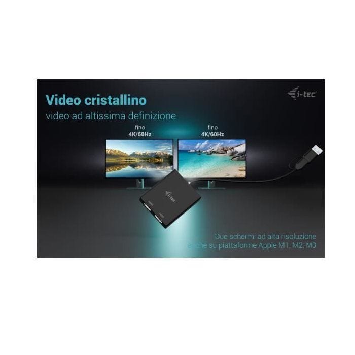 Adaptateur HDMI - I-Tec - 4K - USB Type-A - USB Type-C - 2 Moniteurs