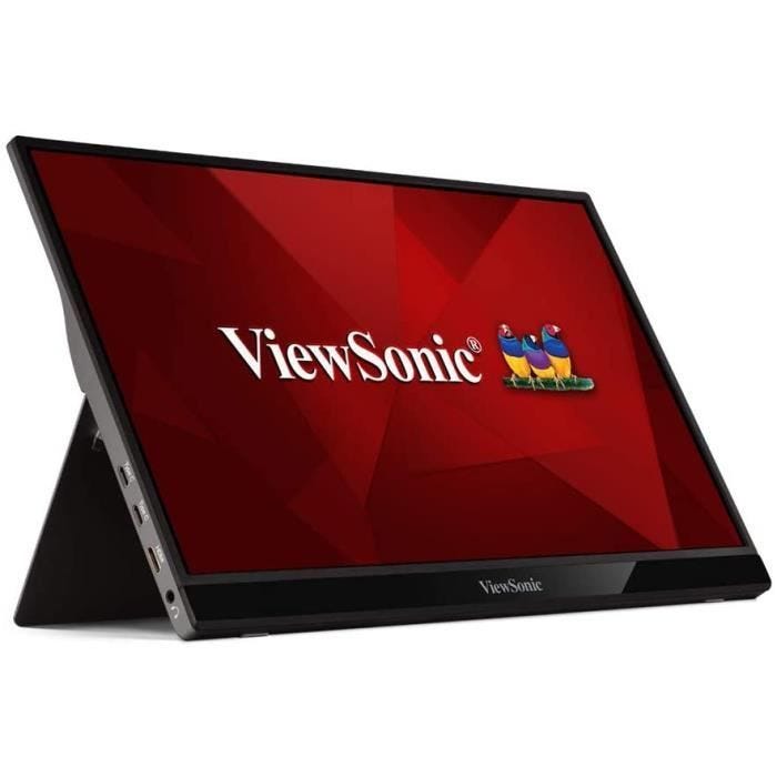 Moniteur15,6''ViewSonic TD1655 Silv FHD 16:9 Tactile capacitif 10Pts 250 cd/m2 6.5ms 20°/60° Mini HDMI 2xUSB C Hp:2x0.8W Support +