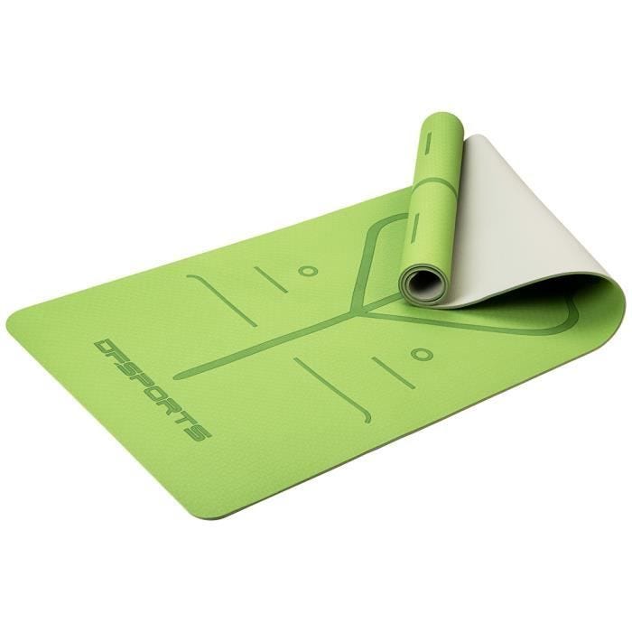 Tapis de Yoga DF SPORTS - B212 - Modèle Nirvana - Vert - Antidérapant 183x61x0.6cm avec housse